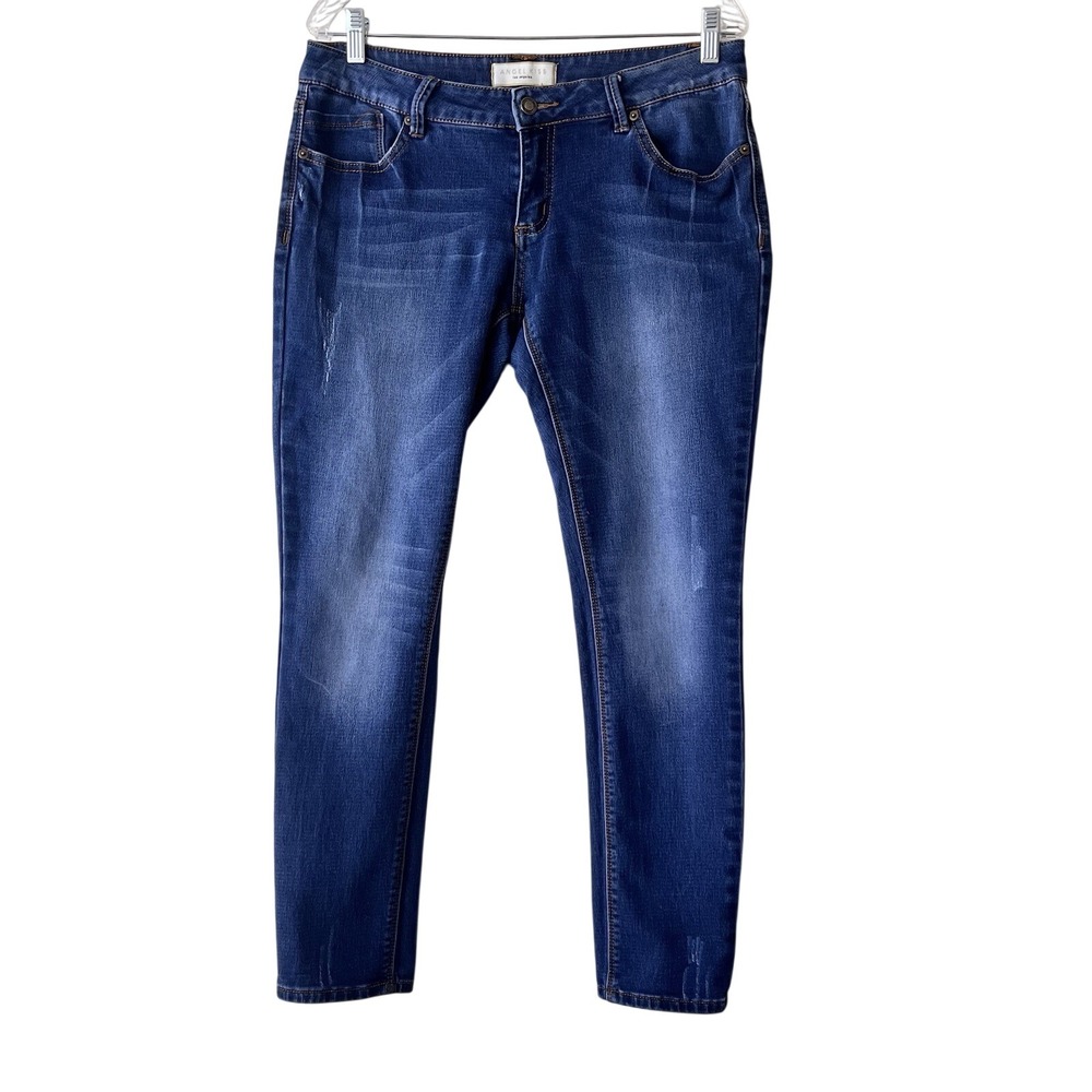 Angel Kiss Skinny Jeans Womens‎ Blue Distressed Stretch Denim Size 13